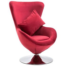 Swivel egg armchair with red velvet cushion by vidaXL, Armchairs - Ref: Foro24-248466, Price: 258,99 €, Discount: %