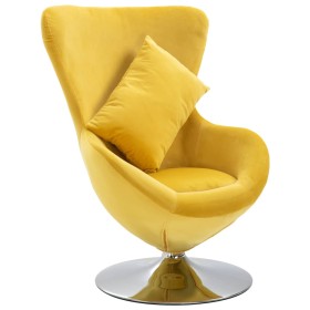 Swivel egg armchair with yellow velvet cushion by vidaXL, Armchairs - Ref: Foro24-248468, Price: 258,99 €, Discount: %