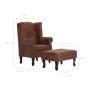 Chesterfield-Sessel und Fußstütze aus braunem Kunstleder von vidaXL, Sessel - Ref: Foro24-281277, Preis: 441,92 €, Rabatt: %