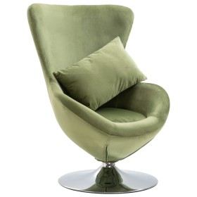 Sillón egg giratorio con cojín terciopelo verde de vidaXL, Sillones - Ref: Foro24-248467, Precio: 226,99 €, Descuento: %