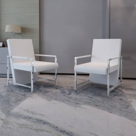 Sillones 2 unidades estructura cromada cuero sintético blanco de vidaXL, Sillones - Ref: Foro24-270180, Precio: 227,14 €, Des...