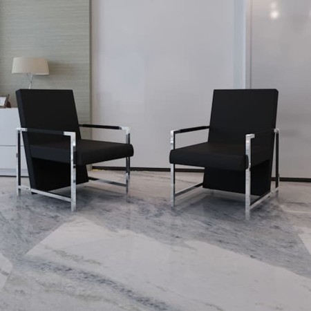 Sillones 2 unidades estructura cromada cuero sintético negro de vidaXL, Sillones - Ref: Foro24-270179, Precio: 269,25 €, Desc...