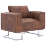 Sillón en forma de cubo de piel de ante artificial marrón de vidaXL, Sillones - Ref: Foro24-282153, Precio: 245,44 €, Descuen...