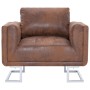 Sillón en forma de cubo de piel de ante artificial marrón de vidaXL, Sillones - Ref: Foro24-282153, Precio: 245,44 €, Descuen...