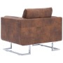 Sillón en forma de cubo de piel de ante artificial marrón de vidaXL, Sillones - Ref: Foro24-282153, Precio: 245,44 €, Descuen...