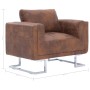 Sillón en forma de cubo de piel de ante artificial marrón de vidaXL, Sillones - Ref: Foro24-282153, Precio: 245,44 €, Descuen...