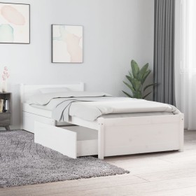 White bed frame with drawers 75x190 cm by vidaXL, Beds and slatted bases - Ref: Foro24-3103474, Price: 169,52 €, Discount: %