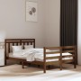 Honey brown solid wood double bed frame 135x190 cm by vidaXL, Beds and slatted bases - Ref: Foro24-3105293, Price: 172,57 €, ...