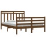 Honey brown solid wood double bed frame 135x190 cm by vidaXL, Beds and slatted bases - Ref: Foro24-3105293, Price: 172,57 €, ...