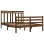 Estructura de cama doble madera maciza marrón miel 135x190 cm de vidaXL, Camas y somieres - Ref: Foro24-3105293, Precio: 172,...