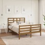 Estructura de cama doble madera maciza marrón miel 135x190 cm de vidaXL, Camas y somieres - Ref: Foro24-3105838, Precio: 179,...