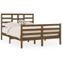 Estructura de cama doble madera maciza marrón miel 135x190 cm de vidaXL, Camas y somieres - Ref: Foro24-3105838, Precio: 179,...