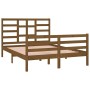 Estructura de cama doble madera maciza marrón miel 135x190 cm de vidaXL, Camas y somieres - Ref: Foro24-3105838, Precio: 179,...