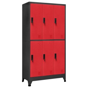 Anthracite gray and red steel locker 90x45x180 cm by vidaXL, Lockers and storage cabinets - Ref: Foro24-339801, Price: 334,17...