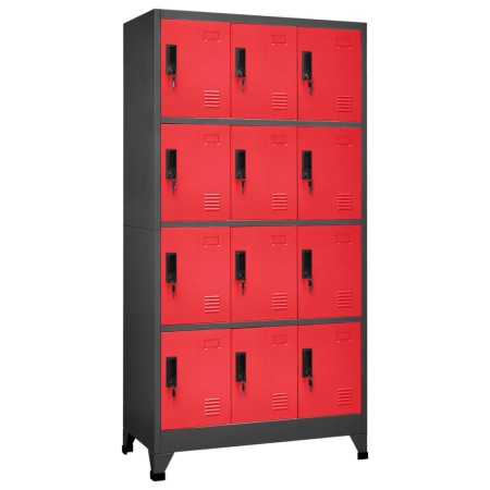 Anthracite gray and red steel locker 90x45x180 cm by vidaXL, Lockers and storage cabinets - Ref: Foro24-339817, Price: 380,39...