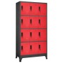 Anthracite gray and red steel locker 90x45x180 cm by vidaXL, Lockers and storage cabinets - Ref: Foro24-339817, Price: 380,39...