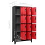 Anthracite gray and red steel locker 90x45x180 cm by vidaXL, Lockers and storage cabinets - Ref: Foro24-339817, Price: 380,39...