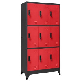 Anthracite gray and red steel locker 90x45x180 cm by vidaXL, Lockers and storage cabinets - Ref: Foro24-339809, Price: 335,28...