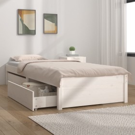 Estructura de cama con cajones blanco 75x190 cm de vidaXL, Camas y somieres - Ref: Foro24-3103454, Precio: 161,14 €, Descuent...