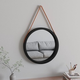 Espejo de pared con correa negro Ø55 cm de vidaXL, Espejos - Ref: Foro24-351543, Precio: 44,99 €, Descuento: %