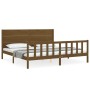 Honey brown solid wood bed frame with headboard by vidaXL, Beds and slatted bases - Ref: Foro24-3192769, Price: 210,99 €, Dis...