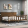 Honey brown solid wood bed frame with headboard by vidaXL, Beds and slatted bases - Ref: Foro24-3192769, Price: 210,99 €, Dis...