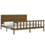 Honey brown solid wood bed frame with headboard by vidaXL, Beds and slatted bases - Ref: Foro24-3192769, Price: 210,99 €, Dis...