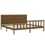 Honey brown solid wood bed frame with headboard by vidaXL, Beds and slatted bases - Ref: Foro24-3192769, Price: 210,99 €, Dis...