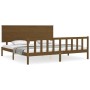 Estructura de cama con cabecero madera maciza marrón miel de vidaXL, Camas y somieres - Ref: Foro24-3193419, Precio: 203,91 €...