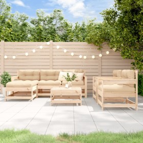 7-teiliges Gartenmöbel-Set und Massivholzkissen von vidaXL, Gartensets - Ref: Foro24-3185829, Preis: 594,99 €, Rabatt: %