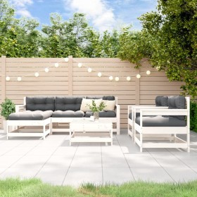 7-piece garden furniture set and white solid wood cushions by vidaXL, Garden sets - Ref: Foro24-3185823, Price: 648,45 €, Dis...