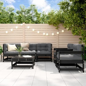 Garden furniture set 6 pieces and black solid wood cushions by vidaXL, Garden sets - Ref: Foro24-3185819, Price: 639,49 €, Di...