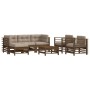 Garden furniture set 7 pieces and cushions solid brown honey wood by vidaXL, Garden sets - Ref: Foro24-3185839, Price: 717,31...