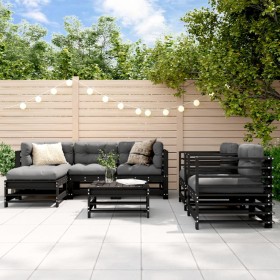 Garden furniture set 7 pieces and black solid wood cushions by vidaXL, Garden sets - Ref: Foro24-3185840, Price: 738,56 €, Di...