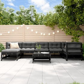 Garden furniture set 8 pieces and black solid wood cushions by vidaXL, Garden sets - Ref: Foro24-3185854, Price: 826,99 €, Di...