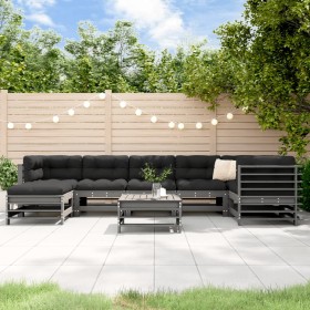 Garden furniture set 8 pieces and gray solid wood cushions by vidaXL, Garden sets - Ref: Foro24-3185859, Price: 838,99 €, Dis...