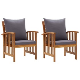 Garden chairs with cushions, 2 units, solid acacia wood. by vidaXL, Garden chairs - Ref: Foro24-310258, Price: 214,70 €, Disc...