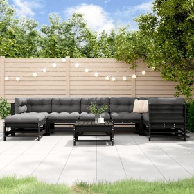 Garden furniture set 8 pieces and black solid wood cushions by vidaXL, Garden sets - Ref: Foro24-3185861, Price: 875,71 €, Di...