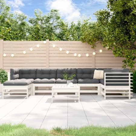 Garden furniture set 8 pieces with solid wood white cushions by vidaXL, Garden sets - Ref: Foro24-3185858, Price: 838,22 €, D...