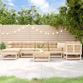 8-piece garden furniture set with solid wood cushions by vidaXL, Garden sets - Ref: Foro24-3185864, Price: 647,99 €, Discount: %