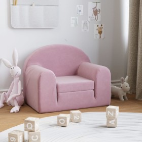 Rosafarbenes Kinderschlafsofa aus weichem Plüsch von vidaXL, Baby- und Kleinkindmöbel - Ref: Foro24-341802, Preis: 46,99 €, R...