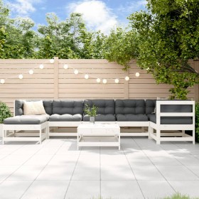 Garden furniture set 8 pieces with solid wood white cushions by vidaXL, Garden sets - Ref: Foro24-3185851, Price: 782,83 €, D...