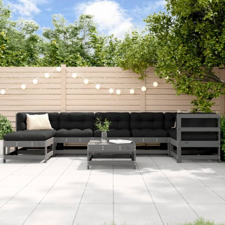 Garden furniture set 8 pieces and gray solid wood cushions by vidaXL, Garden sets - Ref: Foro24-3185873, Price: 772,59 €, Dis...