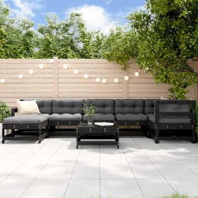 Garden furniture set 8 pieces and black solid wood cushions by vidaXL, Garden sets - Ref: Foro24-3185889, Price: 733,99 €, Di...