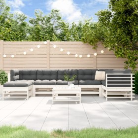 Garden furniture set 8 pieces with solid wood white cushions by vidaXL, Garden sets - Ref: Foro24-3185879, Price: 862,37 €, D...