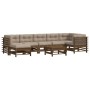 Garden furniture set 8 pieces and honey brown solid wood cushions by vidaXL, Garden sets - Ref: Foro24-3185881, Price: 859,99...