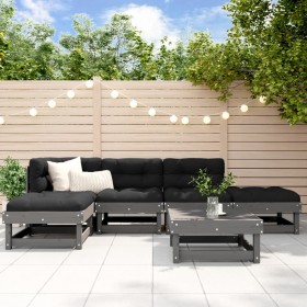 Garden furniture set 6 pieces and gray solid wood cushions by vidaXL, Garden sets - Ref: Foro24-3185894, Price: 538,99 €, Dis...