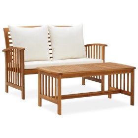 2-piece garden furniture with solid acacia wood cushions by vidaXL, Garden sets - Ref: Foro24-310263, Price: 268,99 €, Discou...