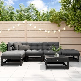 Garden furniture set 6 pieces and black solid wood cushions by vidaXL, Garden sets - Ref: Foro24-3185896, Price: 520,99 €, Di...