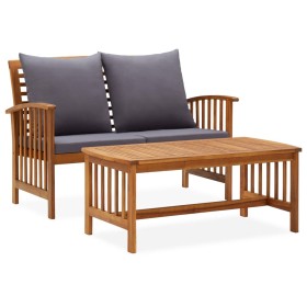 Muebles de jardín 2 piezas con cojines madera maciza de acacia